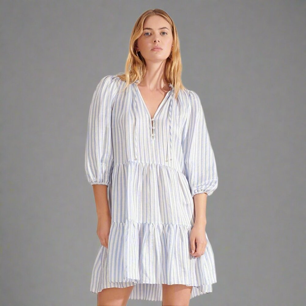 Veronica Beard light blue striped Hawken dress, size 2